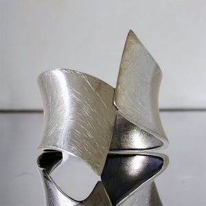 NWOT OSFM Pewter-Colored Brushed Steel Cuff Bracelet